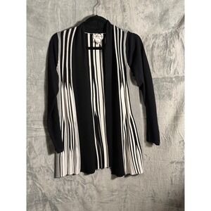 Drapers & Damon's Petites Black White Stripe‎ Knit Cardigan Sweater Jacket